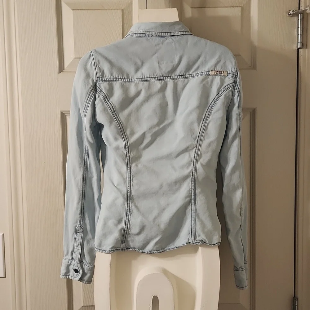 Guess Light Wash Denim Button Up Shirt - Picture 7 of 10